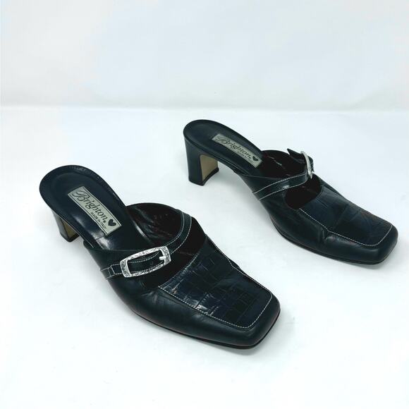 Brighton Tanner-Croc Embossed Square Toe Heeled Mule-Size 8 - Picture 1 of 10